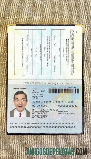 Passaporte da África do Sul (1996 2009) Visual fotográfico exemplo real
